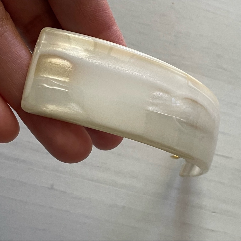 Vintage French pearl off white crème made with in France hair clip barrette - Picture 4 of 9